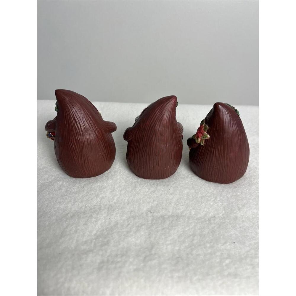 Lot Of 3 Adorable Round Santa Figurines Each 3.75” Tall - Picture 5 of 6
